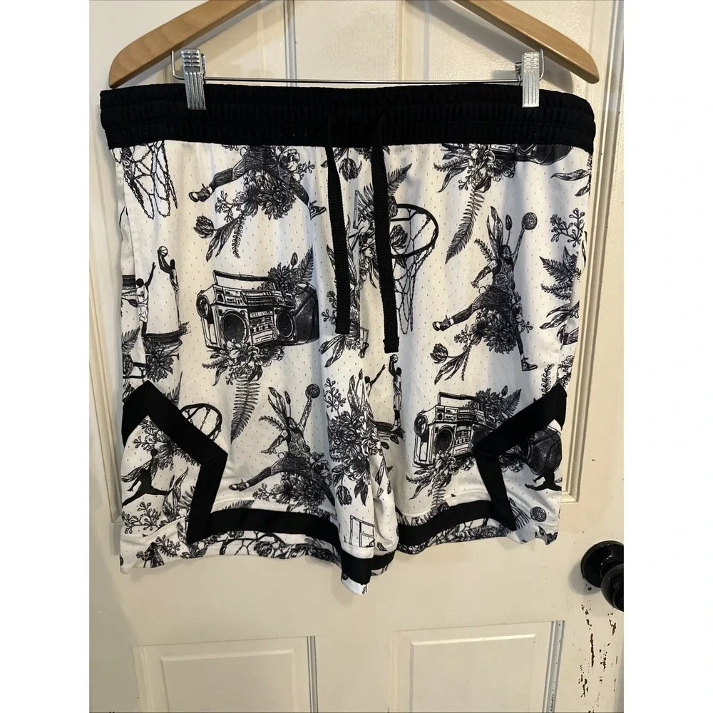 Jordan Nike Shorts Dri Fit Printed White Diamond FV8614-100 Size XL